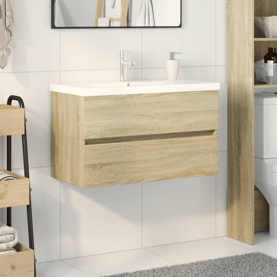 Set Mobilier De Baie, 2 Piese, Ceramică Și Lemn Prelucrat