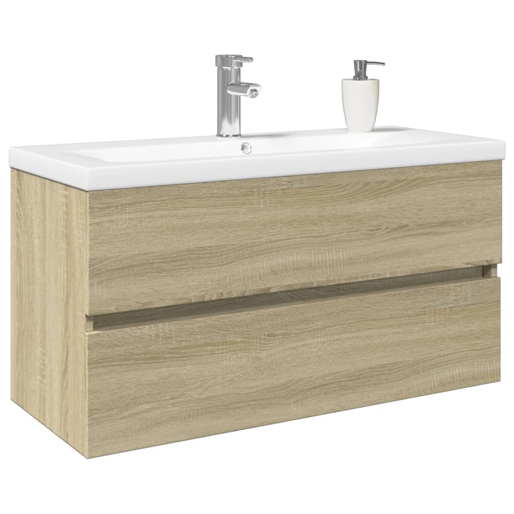 Set Mobilier De Baie, 2 Piese, Ceramică Și Lemn Prelucrat