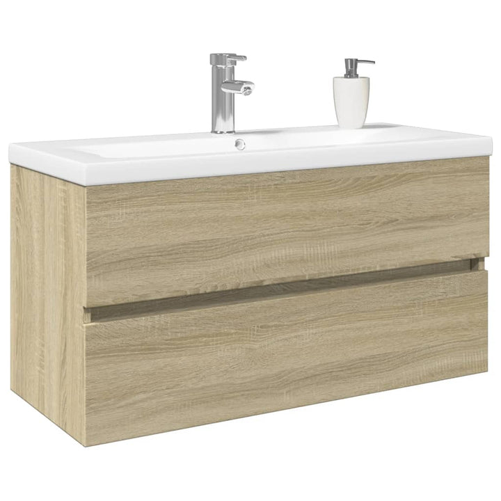 Set Mobilier De Baie, 2 Piese, Ceramică Și Lemn Prelucrat