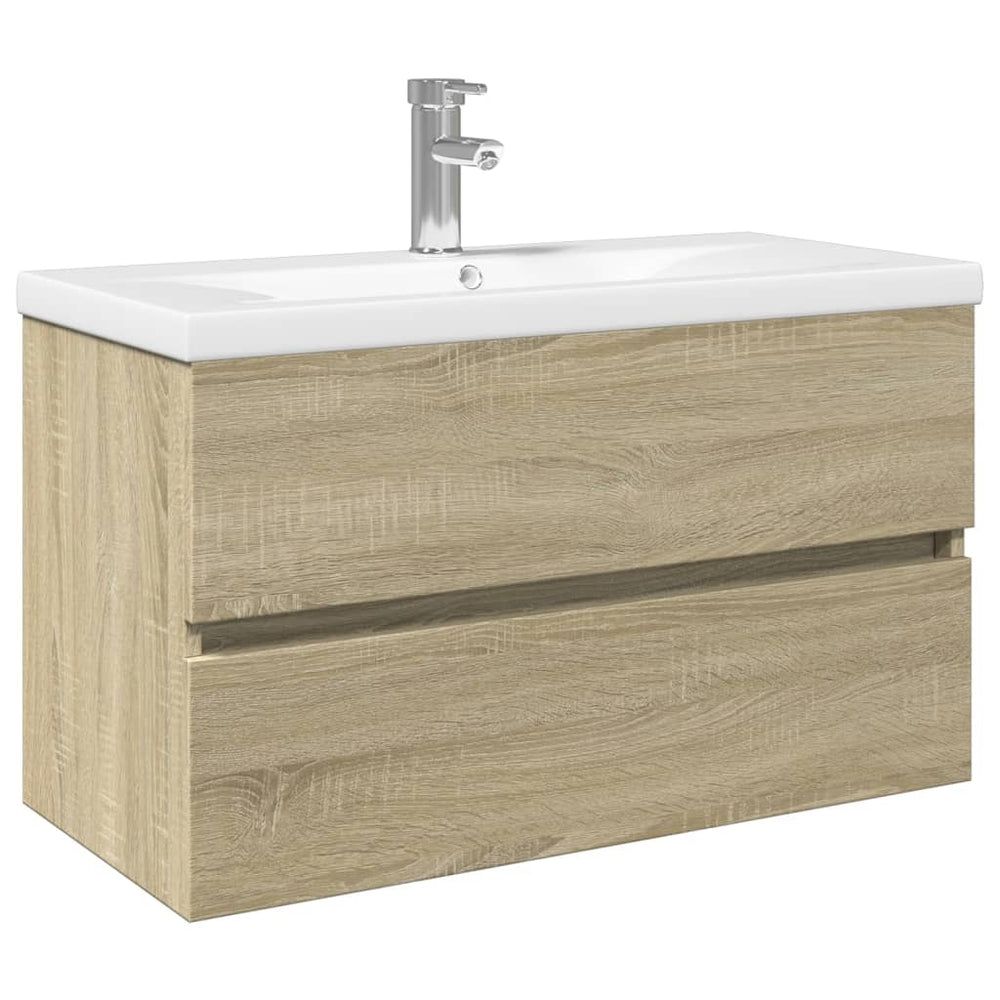 Set Mobilier De Baie, 2 Piese, Ceramică Și Lemn Prelucrat