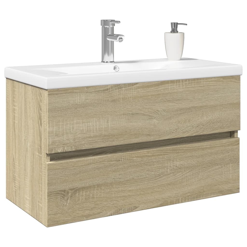 Set Mobilier De Baie, 2 Piese, Ceramică Și Lemn Prelucrat