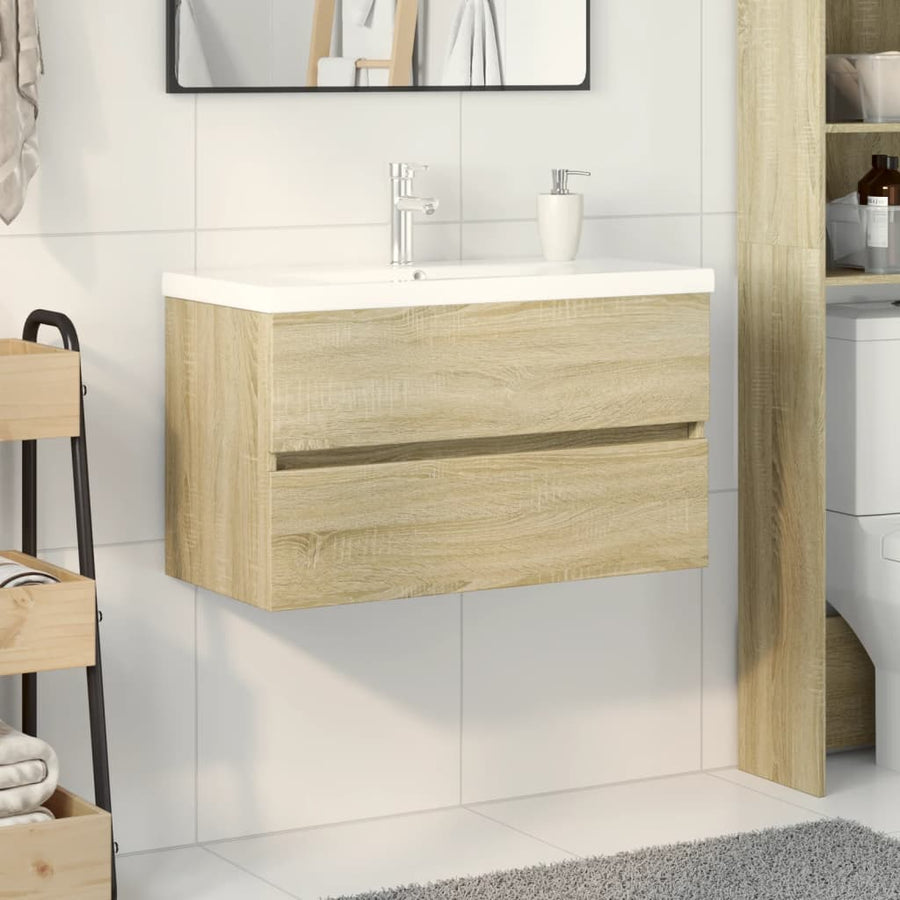 Set Mobilier De Baie, 2 Piese, Ceramică Și Lemn Prelucrat