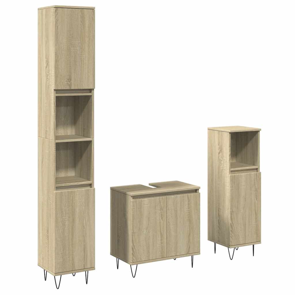 Set Mobilier De Baie, 3 Piese, , Lemn Prelucrat