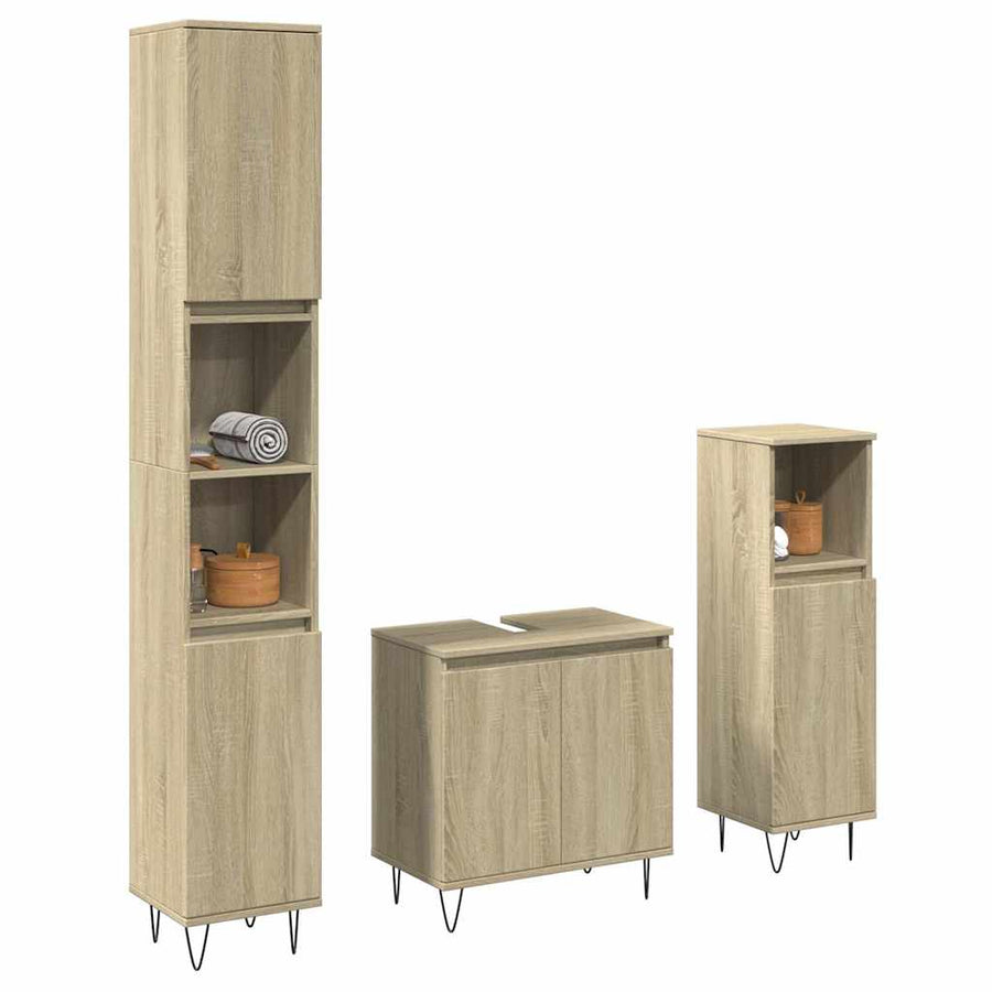 Set Mobilier De Baie, 3 Piese, , Lemn Prelucrat