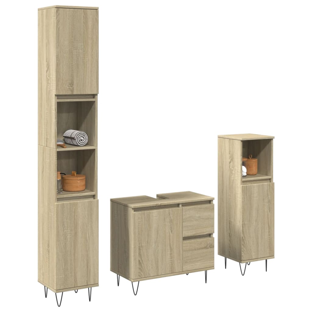 Set Mobilier De Baie, 3 Piese, , Lemn Compozit