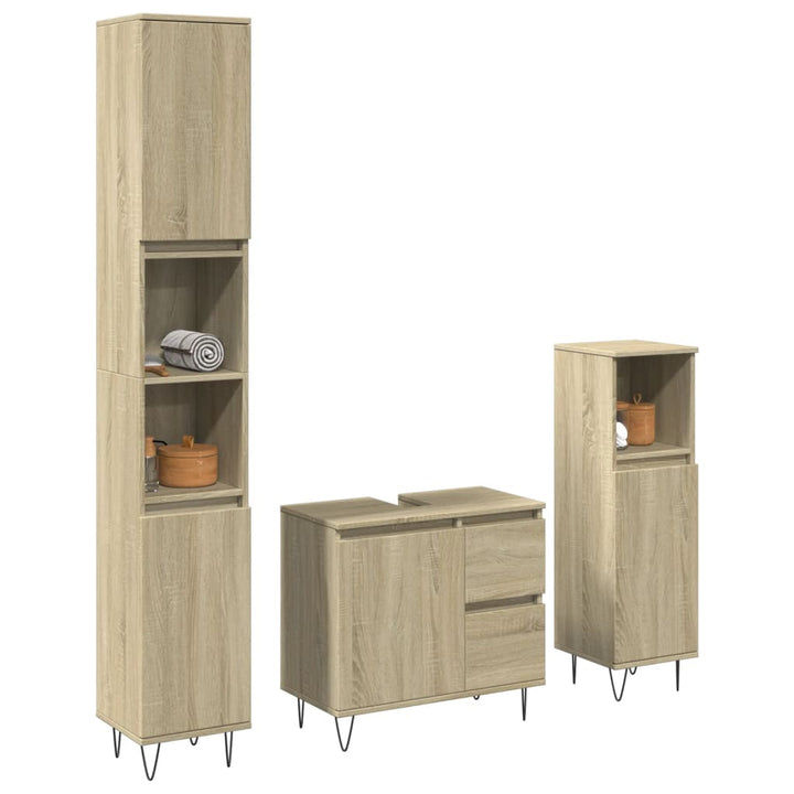 Set Mobilier De Baie, 3 Piese, , Lemn Compozit
