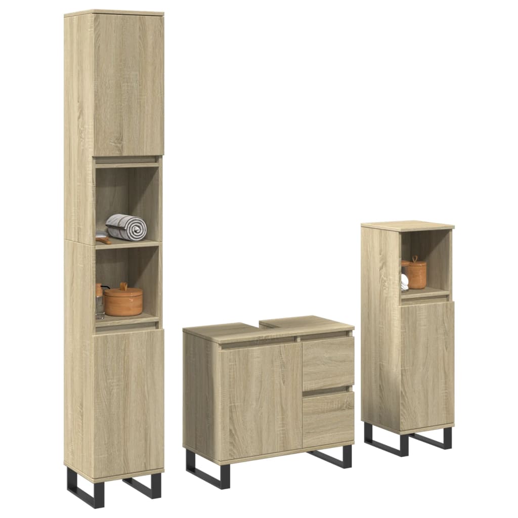 Set Mobilier De Baie, 3 Piese, , Lemn Compozit