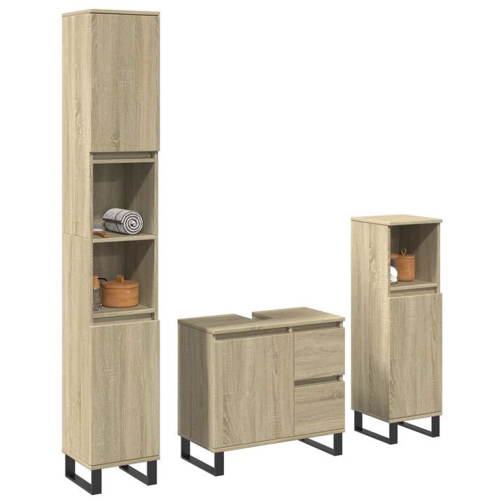 Set Mobilier De Baie, 3 Piese, , Lemn Compozit