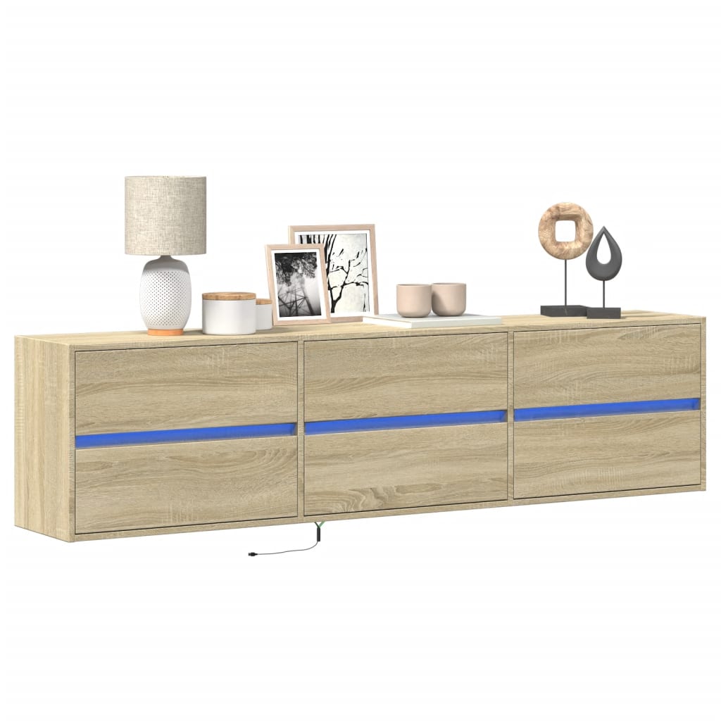 Comodă Tv De Perete Cu Lumini Led, , 180X31X45 Cm