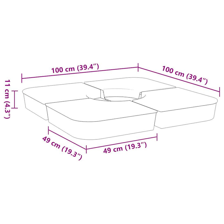 Set Bază De Umbrelă Soare 4 Piese Pentru Suport Cruce 100 Kg Pp