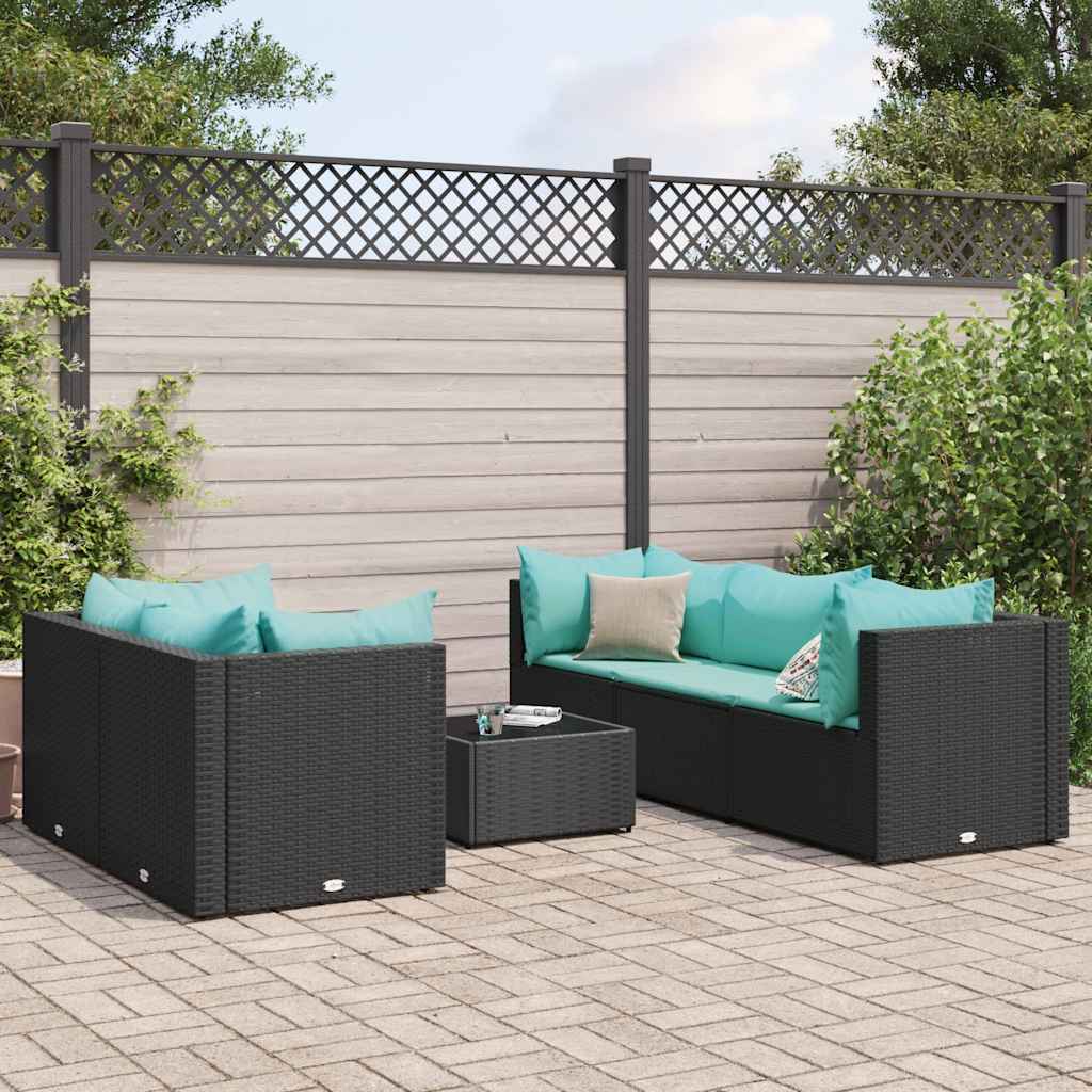 Set Mobilier De Grădină Cu Perne, 6 Piese, Gri, Poliratan