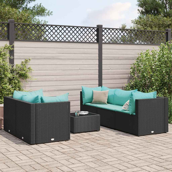Set Mobilier De Grădină Cu Perne, 6 Piese, Gri, Poliratan