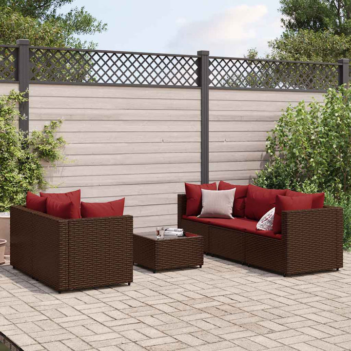 Set Mobilier De Grădină Cu Perne, 6 Piese, Gri, Poliratan