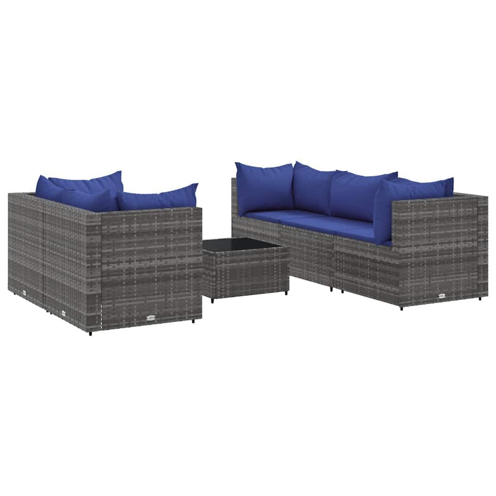 Set Mobilier De Grădină Cu Perne, 6 Piese, Gri, Poliratan