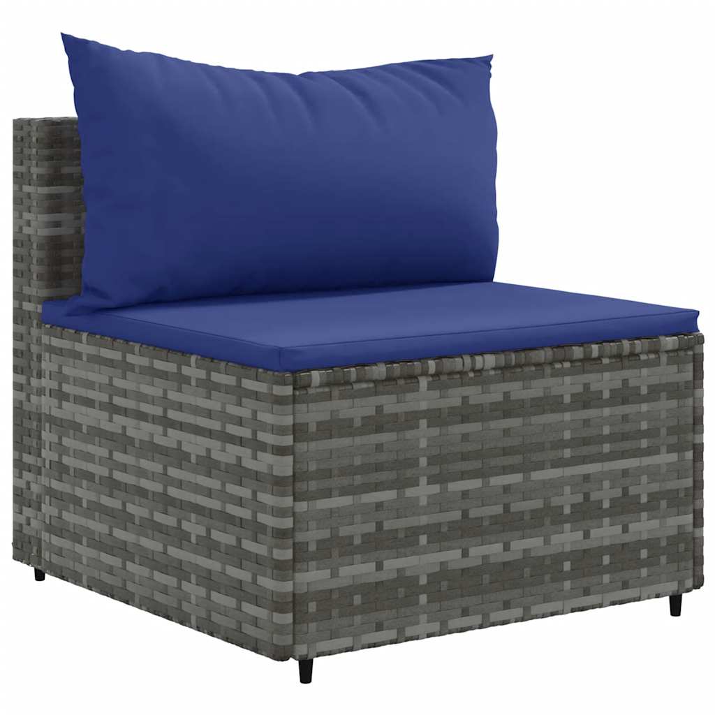 Set Mobilier De Grădină Cu Perne, 6 Piese, Gri, Poliratan
