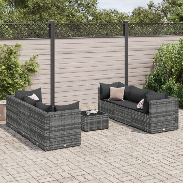 Set Mobilier De Grădină Cu Perne, 6 Piese, Gri, Poliratan