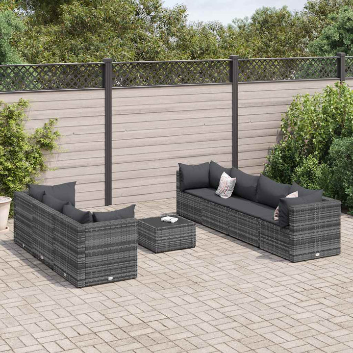 Set Mobilier De Grădină Cu Perne, 6 Piese, Gri, Poliratan