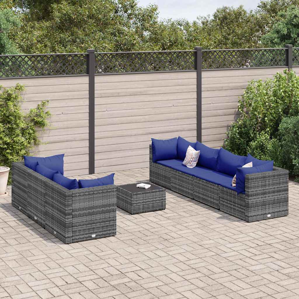 Set Mobilier De Grădină Cu Perne, 6 Piese, Gri, Poliratan