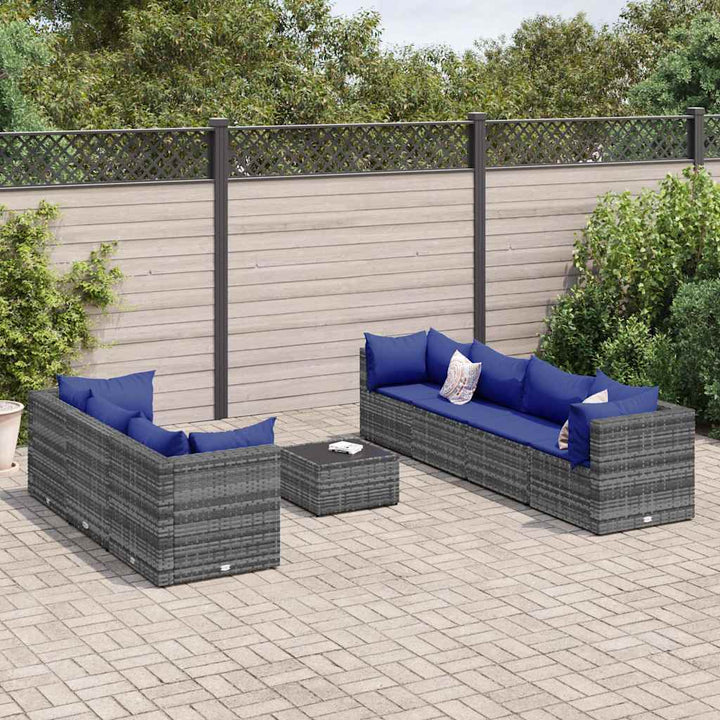 Set Mobilier De Grădină Cu Perne, 6 Piese, Gri, Poliratan