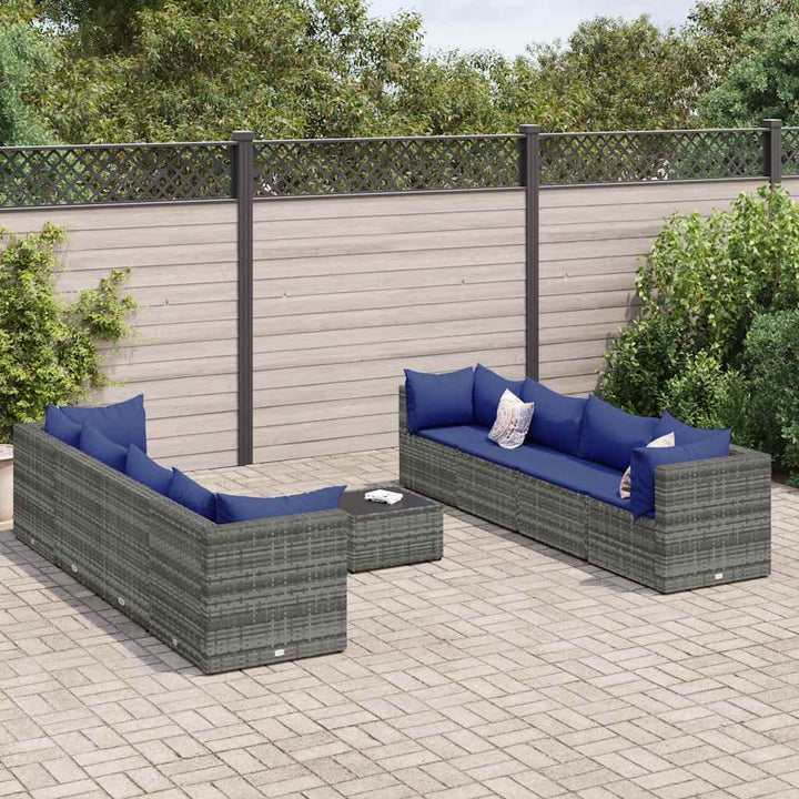 Set Mobilier De Grădină Cu Perne, 6 Piese, Gri, Poliratan