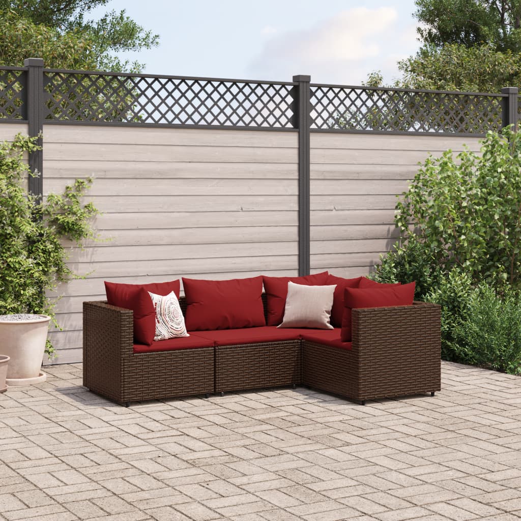 Set Mobilier De Grădină Cu Perne, 6 Piese, Maro, Poliratan