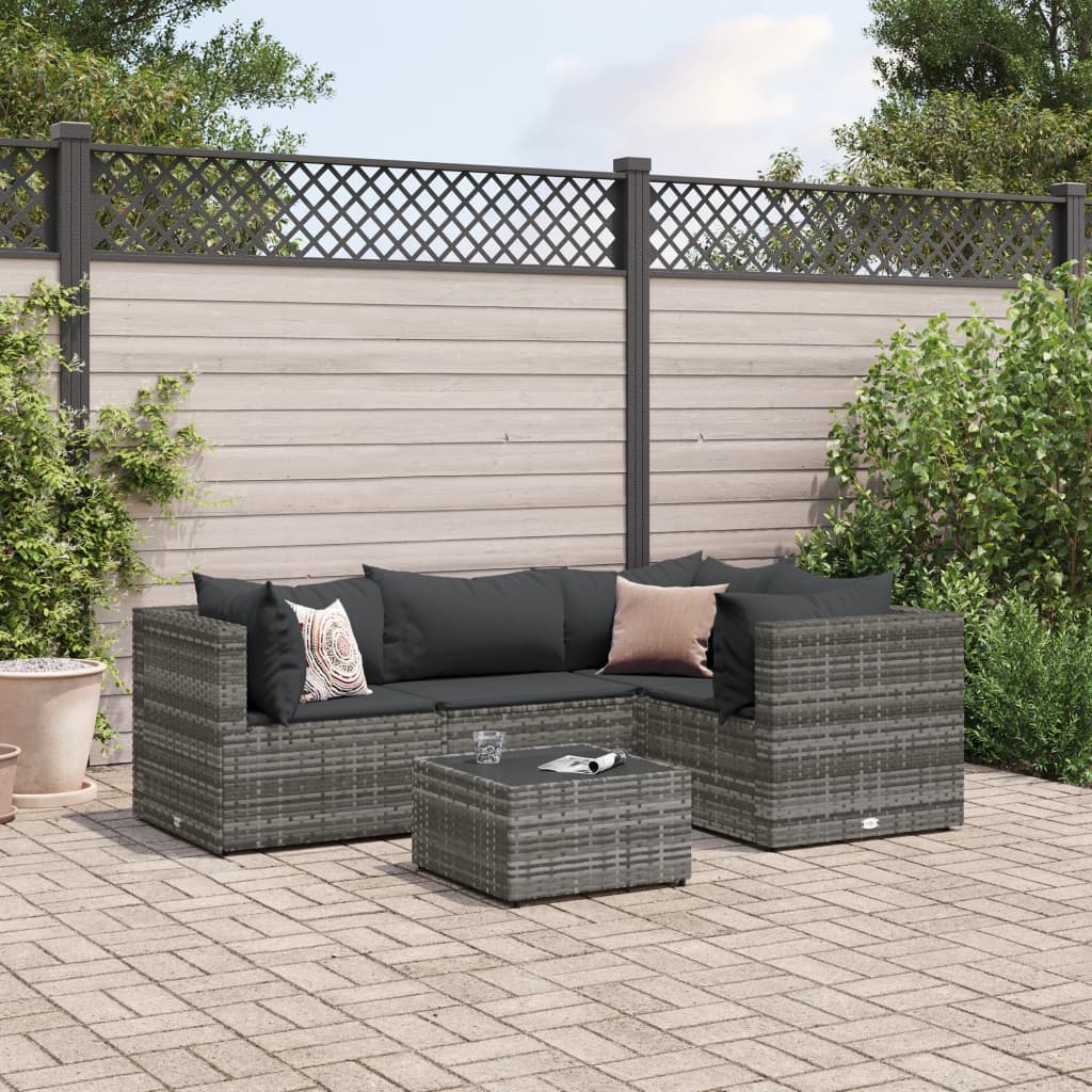 Set Mobilier De Grădină Cu Perne, 6 Piese, Maro, Poliratan
