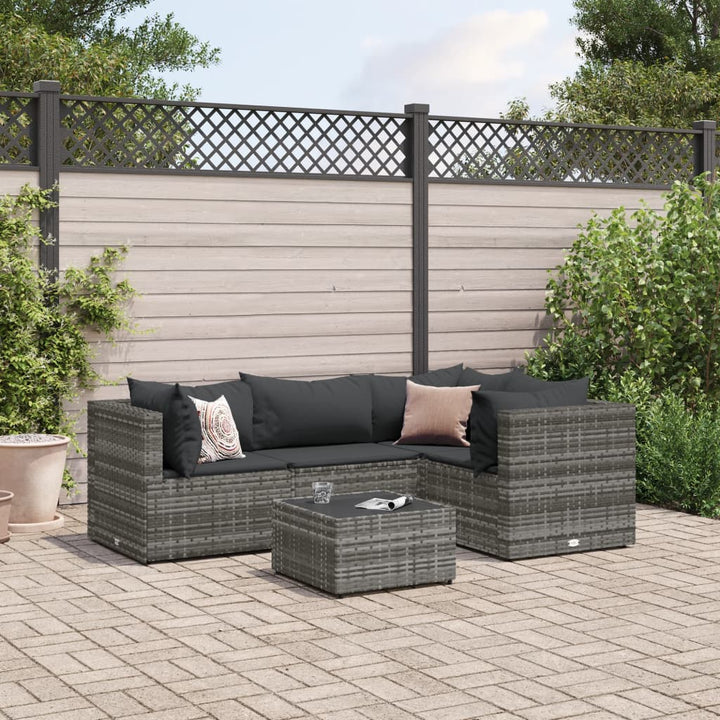 Set Mobilier De Grădină Cu Perne, 6 Piese, Maro, Poliratan