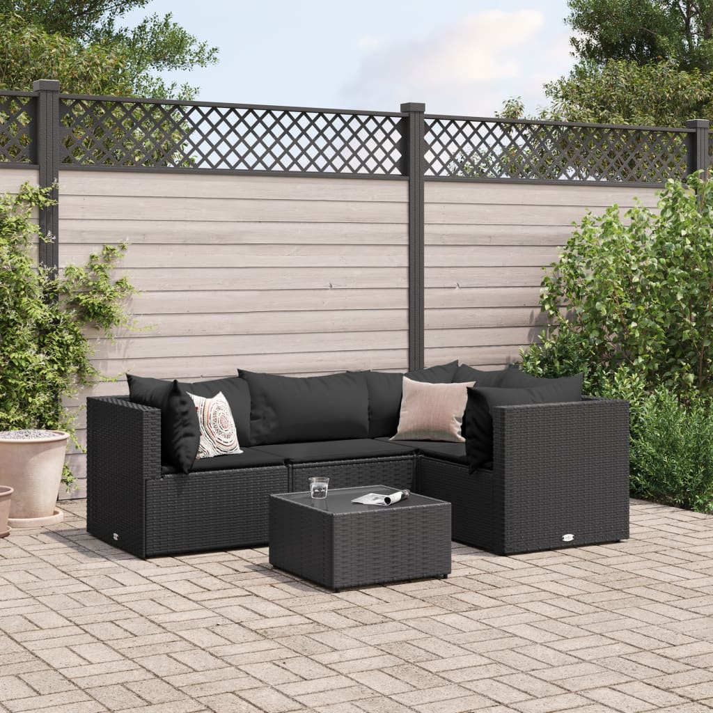Set Mobilier De Grădină Cu Perne, 6 Piese, Maro, Poliratan