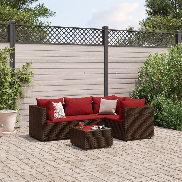 Set Mobilier De Grădină Cu Perne, 6 Piese, Maro, Poliratan