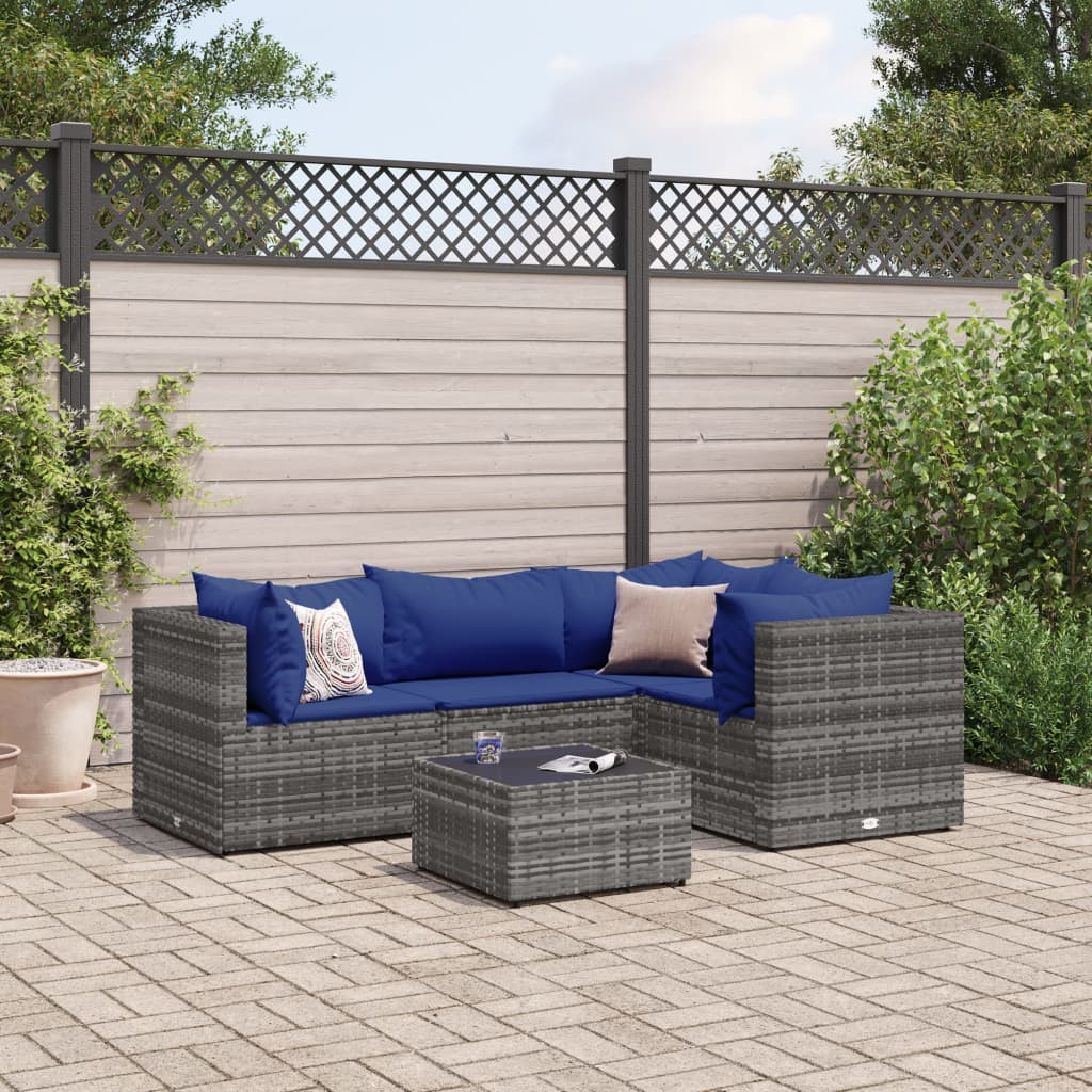 Set Mobilier De Grădină Cu Perne, 6 Piese, Maro, Poliratan