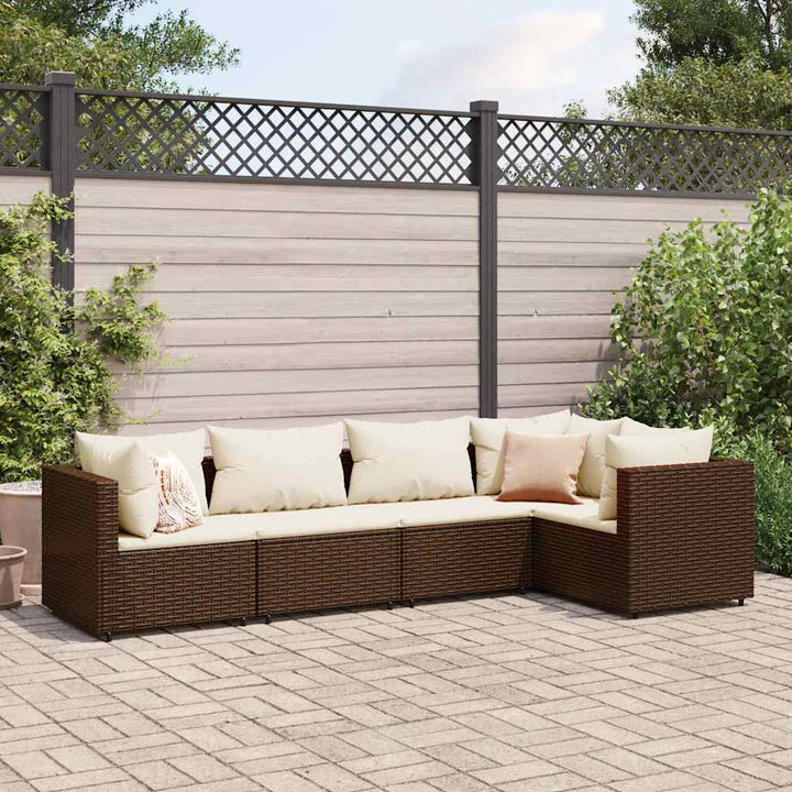 Set Mobilier De Grădină Cu Perne, 6 Piese, Maro, Poliratan