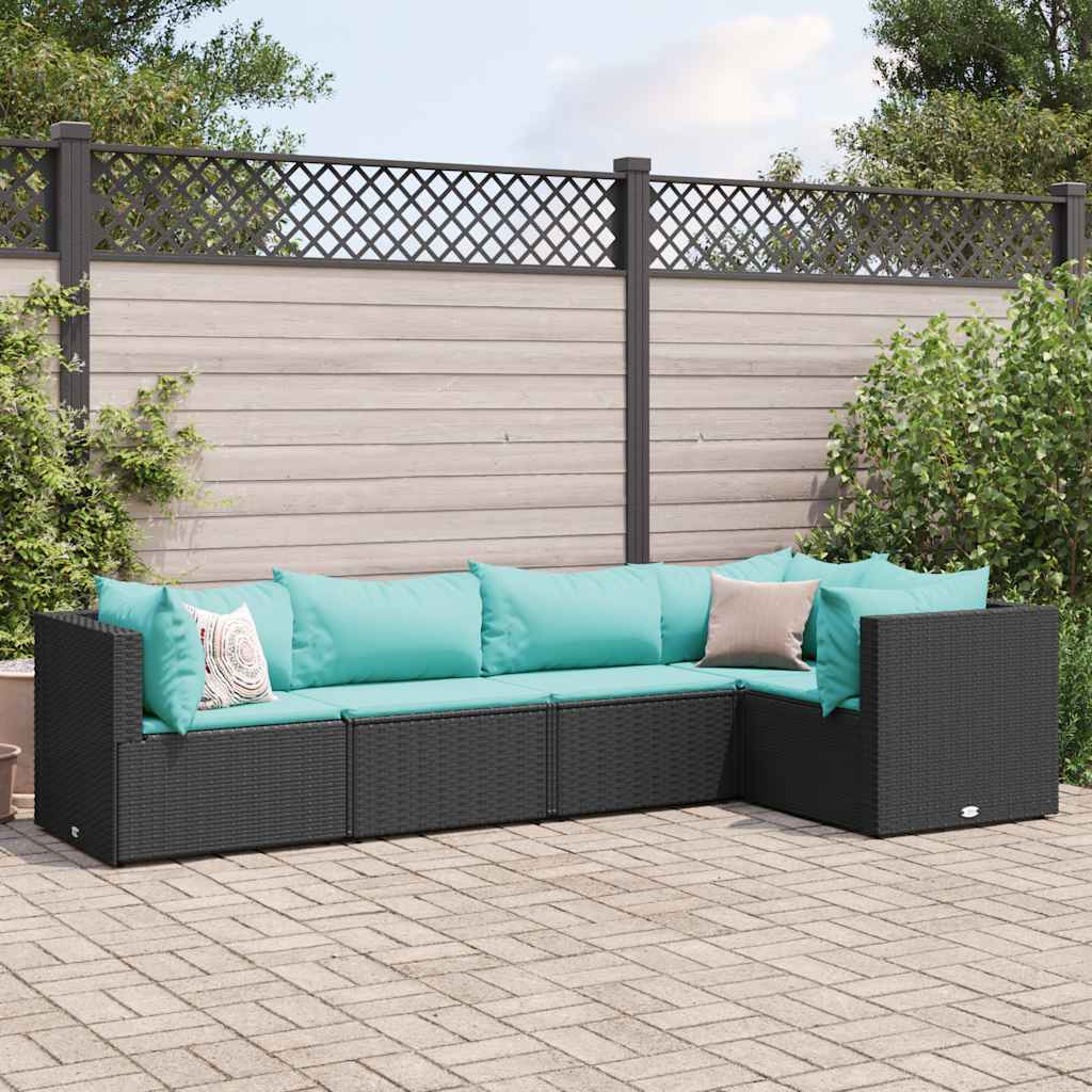 Set Mobilier De Grădină Cu Perne, 6 Piese, Maro, Poliratan