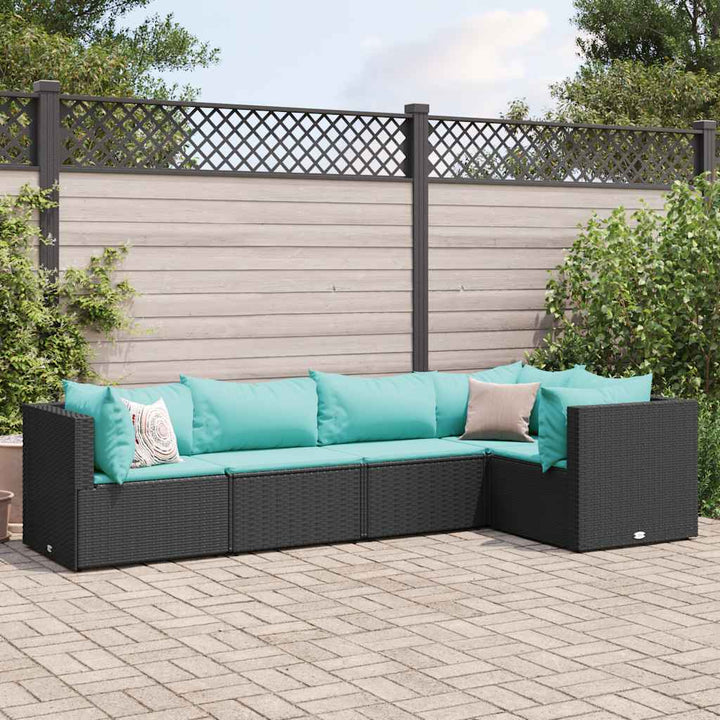 Set Mobilier De Grădină Cu Perne, 6 Piese, Maro, Poliratan