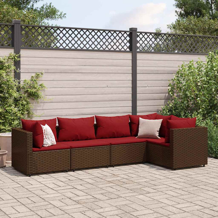 Set Mobilier De Grădină Cu Perne, 6 Piese, Maro, Poliratan