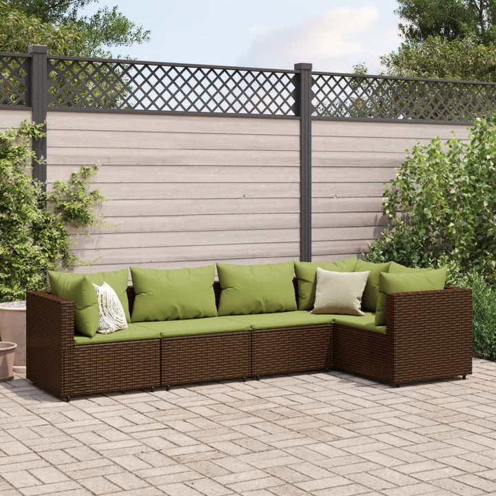 Set Mobilier De Grădină Cu Perne, 6 Piese, Maro, Poliratan
