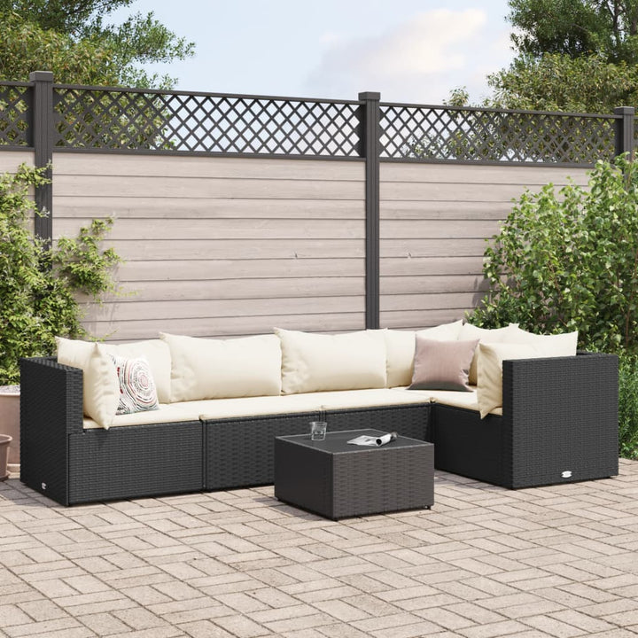 Set Mobilier De Grădină Cu Perne, 6 Piese, Maro, Poliratan