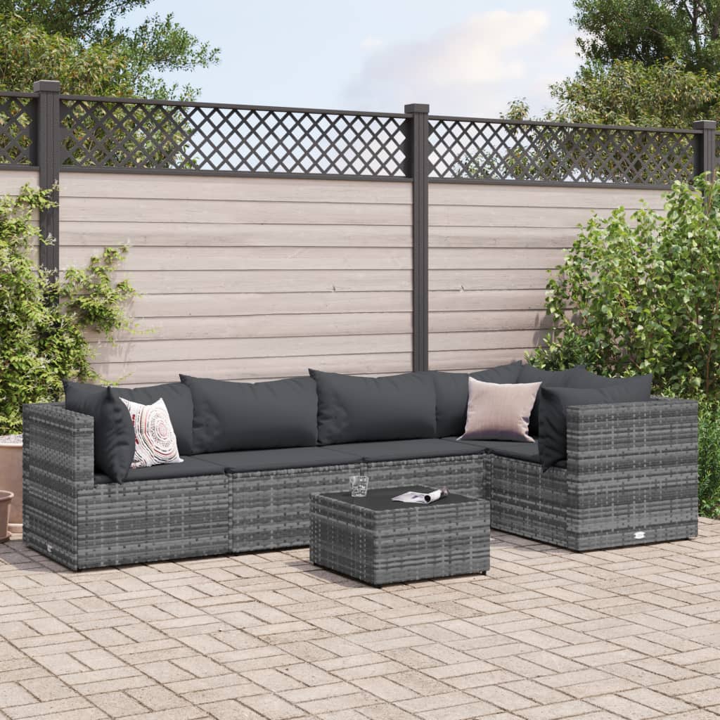 Set Mobilier De Grădină Cu Perne, 6 Piese, Maro, Poliratan