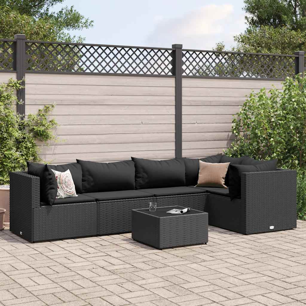 Set Mobilier De Grădină Cu Perne, 6 Piese, Maro, Poliratan