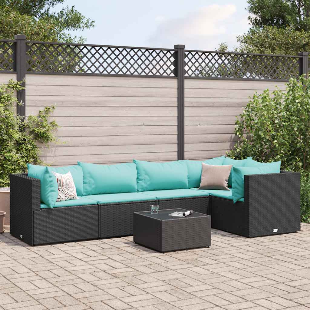 Set Mobilier De Grădină Cu Perne, 6 Piese, Maro, Poliratan