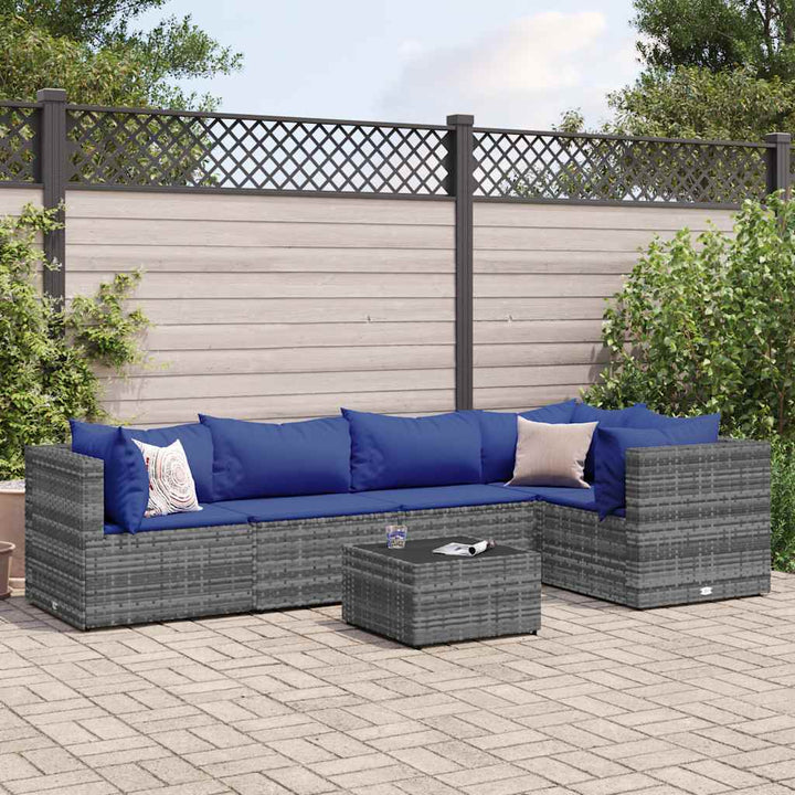 Set Mobilier De Grădină Cu Perne, 6 Piese, Maro, Poliratan