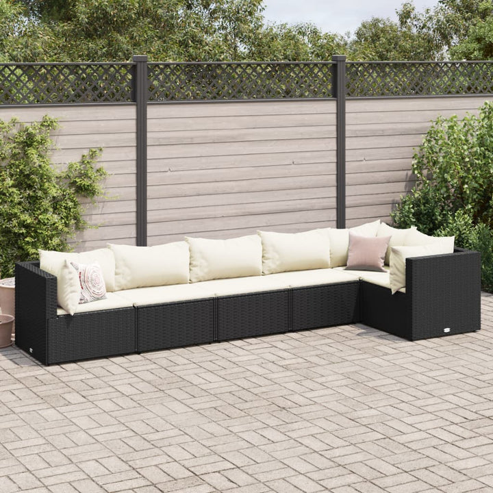 Set Mobilier De Grădină Cu Perne, 6 Piese, Maro, Poliratan