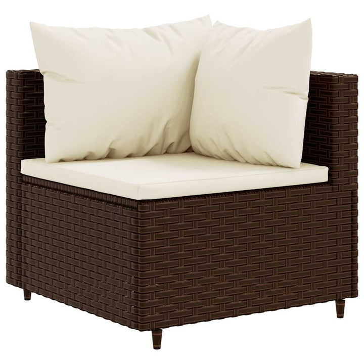 Set Mobilier De Grădină Cu Perne, 6 Piese, Maro, Poliratan