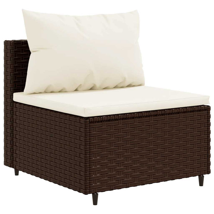 Set Mobilier De Grădină Cu Perne, 6 Piese, Maro, Poliratan