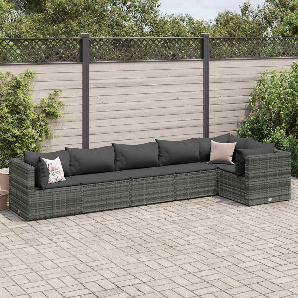 Set Mobilier De Grădină Cu Perne, 6 Piese, Maro, Poliratan