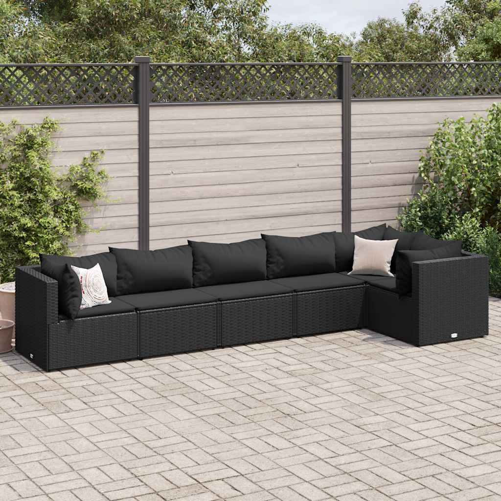 Set Mobilier De Grădină Cu Perne, 6 Piese, Maro, Poliratan