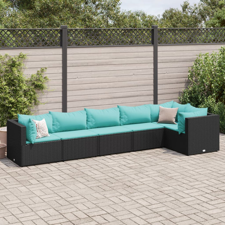 Set Mobilier De Grădină Cu Perne, 6 Piese, Maro, Poliratan