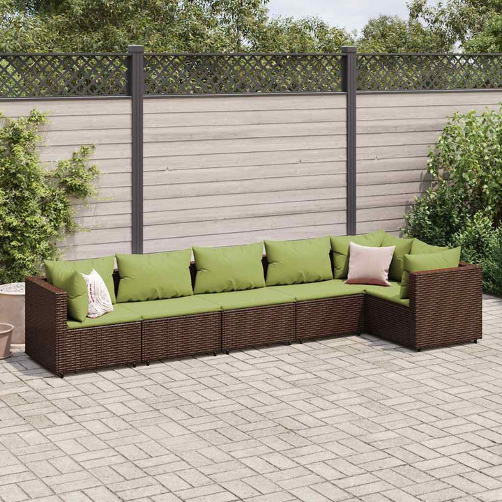 Set Mobilier De Grădină Cu Perne, 6 Piese, Maro, Poliratan