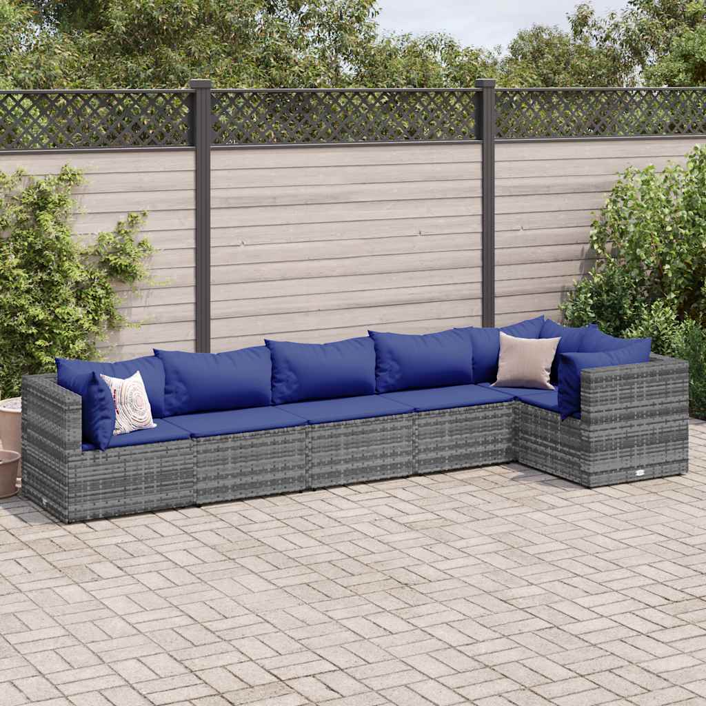 Set Mobilier De Grădină Cu Perne, 6 Piese, Maro, Poliratan