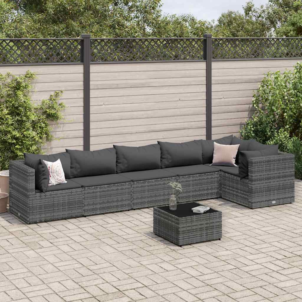 Set Mobilier De Grădină Cu Perne, 6 Piese, Maro, Poliratan