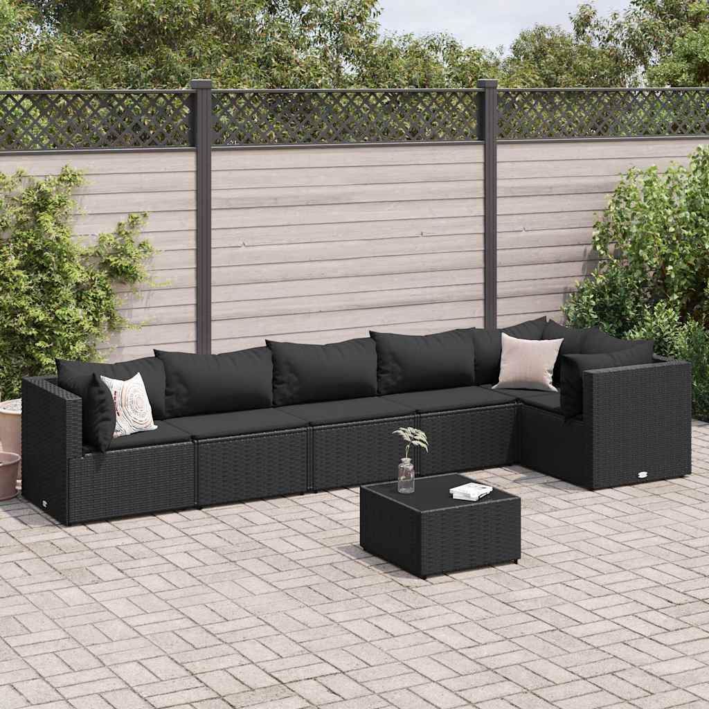 Set Mobilier De Grădină Cu Perne, 6 Piese, Maro, Poliratan